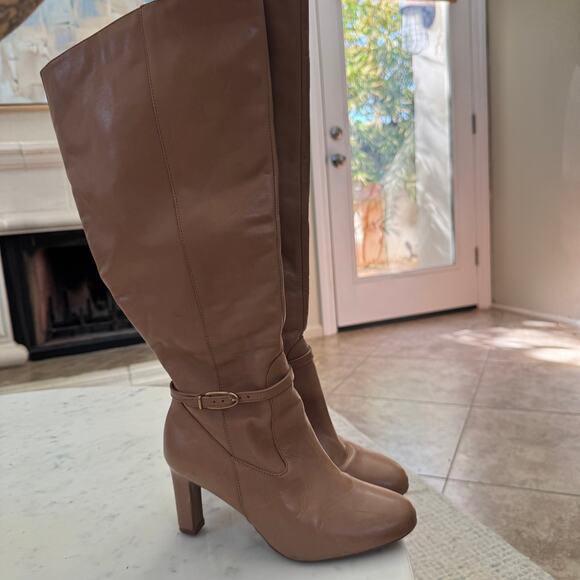 EUC $220 Naturalizer Henry Tan Chestnut Leather Knee High Heeled Boots - Picture 4 of 8